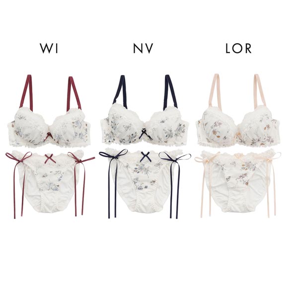 パリーゼ クラシカルガーリー ブラセット サイドリボン プリント ABCDEF ブラジャー ショーツ セット ナイスフィット Palissee