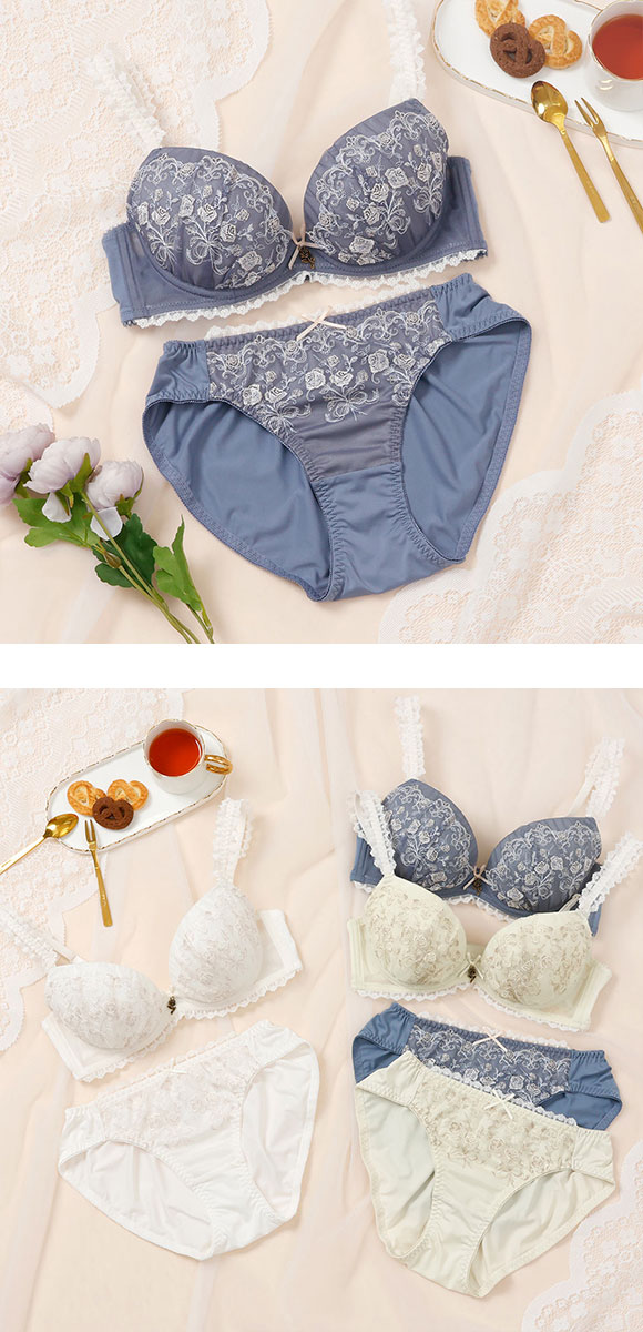 パリーゼ プティブーケ ブラセット ABCDEF ブラジャー ショーツ セット まる胸 ナチュラル 刺しゅう レース Palissee