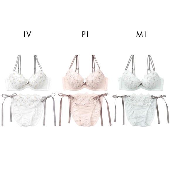 パリーゼ 3wayダブルストラップ ブラセット ABCDEF サイドリボン 背中見せ まる胸 ナチュラル ブラジャー ショーツ セット Palissee
