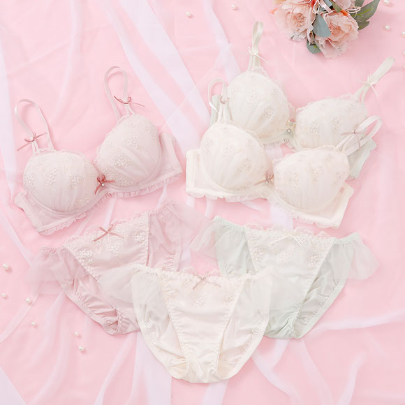 パリーゼ フリルスカラップ ブラセット ABCDEF ショーツ セット 小花