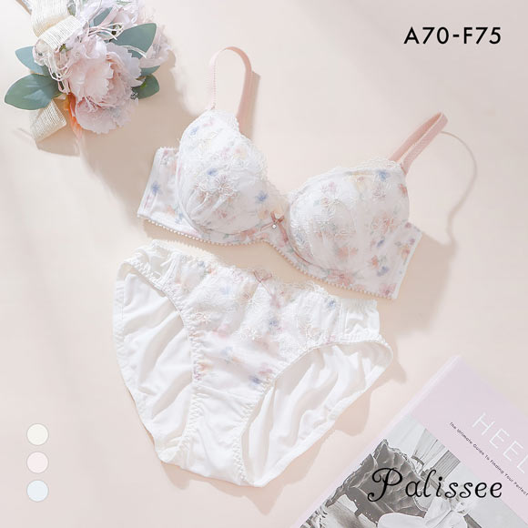 パリーゼ アムールフルール ブラセット ABCDEF ブラジャー ショーツ セット ナイスフィット プリント 花柄刺繍 ラメ Palissee