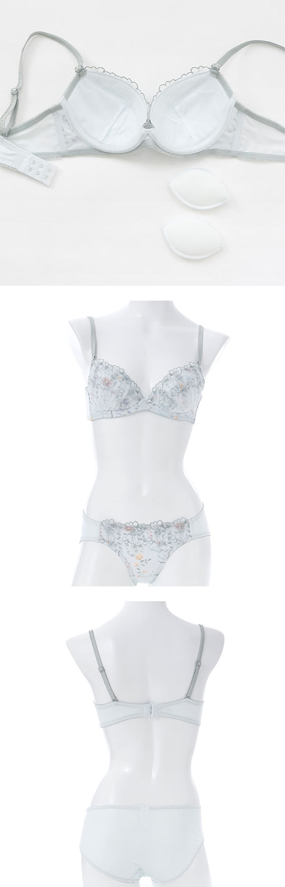 パリーゼ クレールブーケ ブラセット 花柄刺繍 プリント ABCDEF ナイスフィット ブラジャー ショーツ セット Palissee