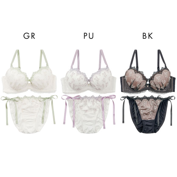 パリーゼ ミニョンブーケ ブラセット ABCDEF ブラジャー ショーツ セット サイドリボン 花柄刺繍 ナイスフィット Palissee