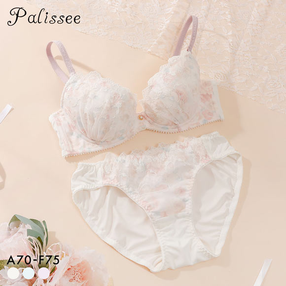 パリーゼ フルールレーヴ ブラセット ABCDEF ブラジャー ショーツ セット プリント 花柄 ラメ ナイスフィット Palissee