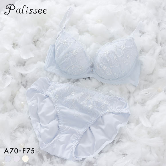 パリーゼ ル・ヌーリュバン ブラセット ABCDEF リボン柄 ラメ刺繍 大きいサイズ ブラジャー ショーツ セット Palissee
