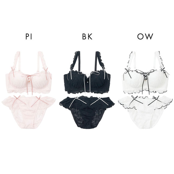 パリーゼ モワルーレースアップ ブラセット ABCDEF ストラップレス 2way 脇高 ブラジャー ショーツ セット Palissee Mia Lingerie