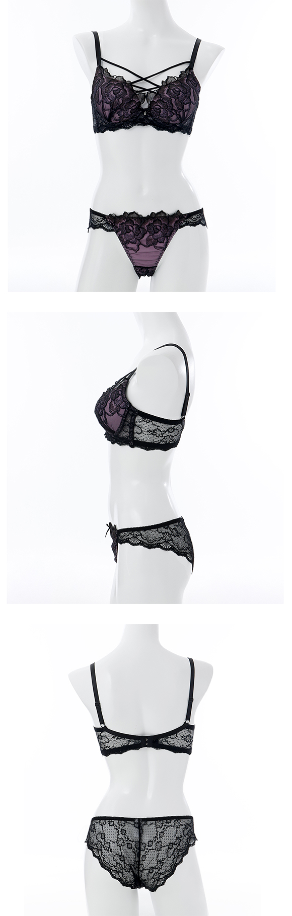 スパークス ノワールローズ ブラジャー ノーマルショーツ セット 脇高 谷間 ABCDEF バックレース SPARKS 大きいサイズ