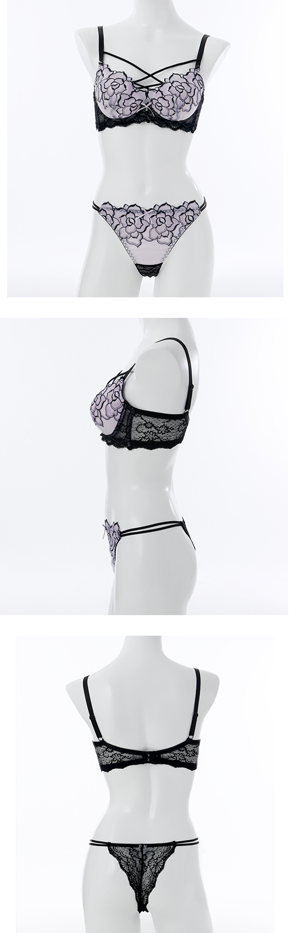 スパークス ノワールローズ ブラジャー Tバックショーツ セット 脇高 谷間 ABCDEF バックレース SPARKS 大きいサイズ