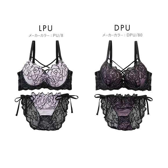 スパークス ノワールローズ ブラジャー ノーマルショーツ セット サイドリボン 脇高 谷間 ABCDEF バックレース 紐パン SPARKS