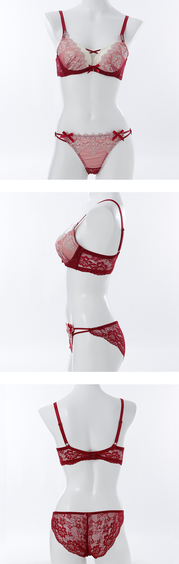 スパークス ゴシックレース ブラジャー ノーマルショーツ セット 脇高 谷間 ABCDEF バックレース SPARKS 大きいサイズ