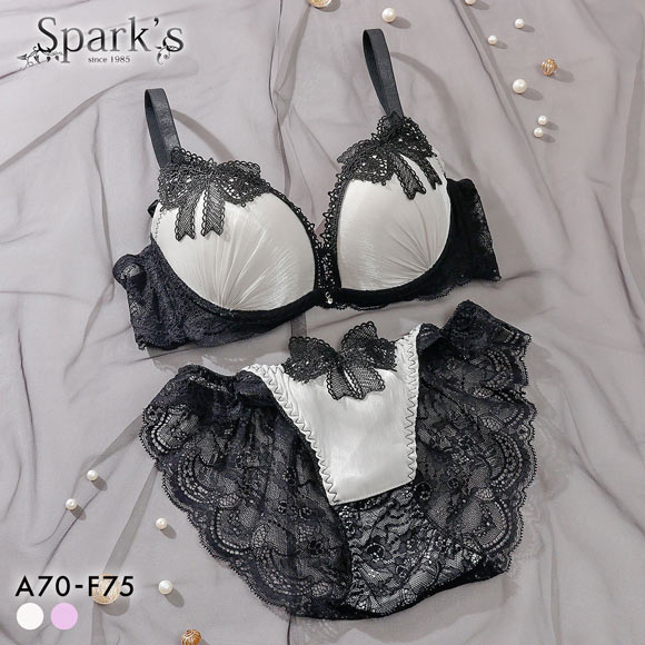 スパークス ノーブルリボン ブラジャー ノーマルショーツ セット ブラセット ABCDEF 大きいサイズ 脇高 盛り 谷間 バックレース SPARKS
