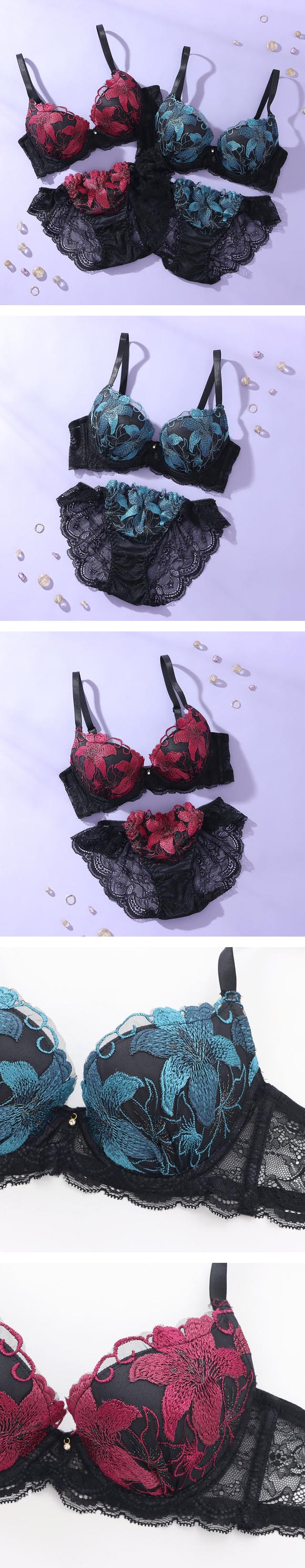スパークス ブラジャー ノーマルショーツ セット ABCDEF ブラセット レース フラワー 脇高 盛り 谷間 バックレース 下着 SPARKS