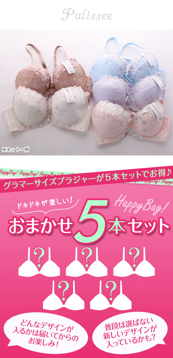 パリーゼ Palissee グラマーサイズ 単品ブラジャー 5本組 お得福袋 GH 大きいサイズ 5本セット