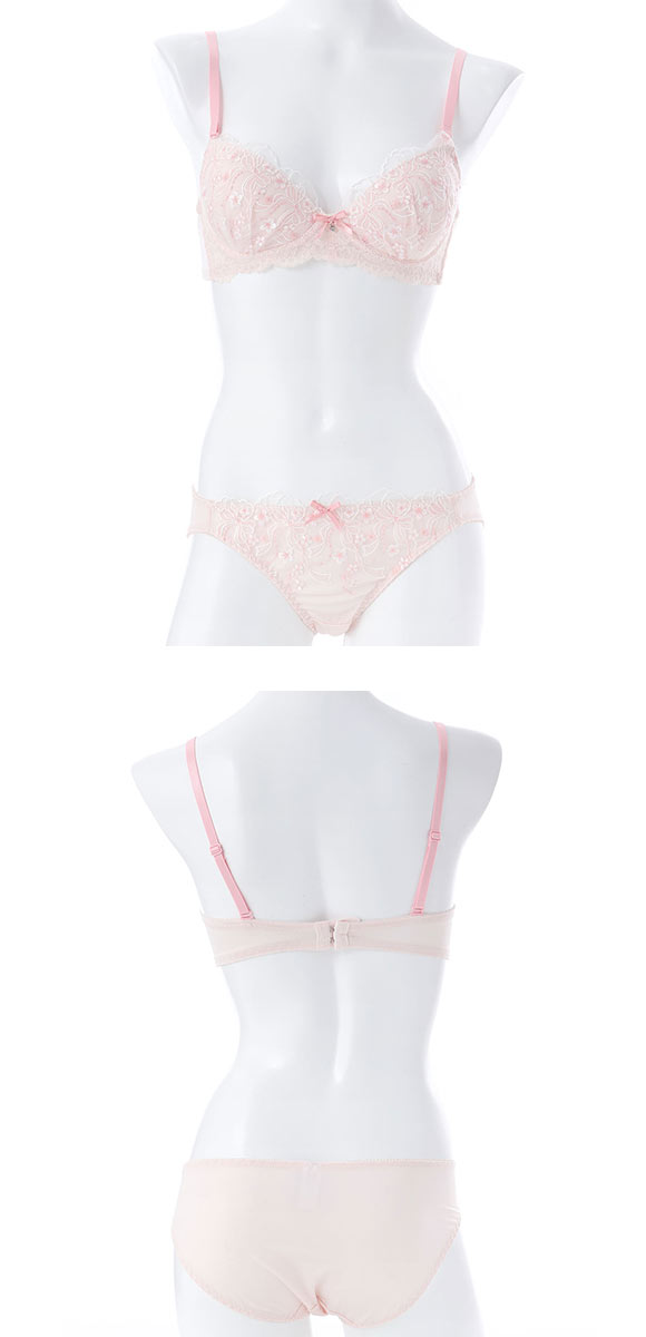 プチソワレ リボンブーケ ノンワイヤー ブラセット ABCD ブラジャー ショーツ セット 刺繍 petit soiree
