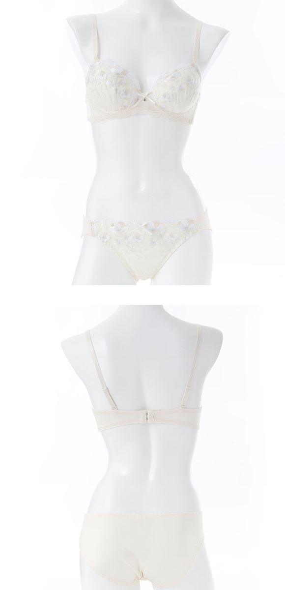 プチソワレ シアーフラワー ノンワイヤー ブラセット ABCD ブラジャー ショーツ セット 花柄刺繍 ラメ  petit soiree