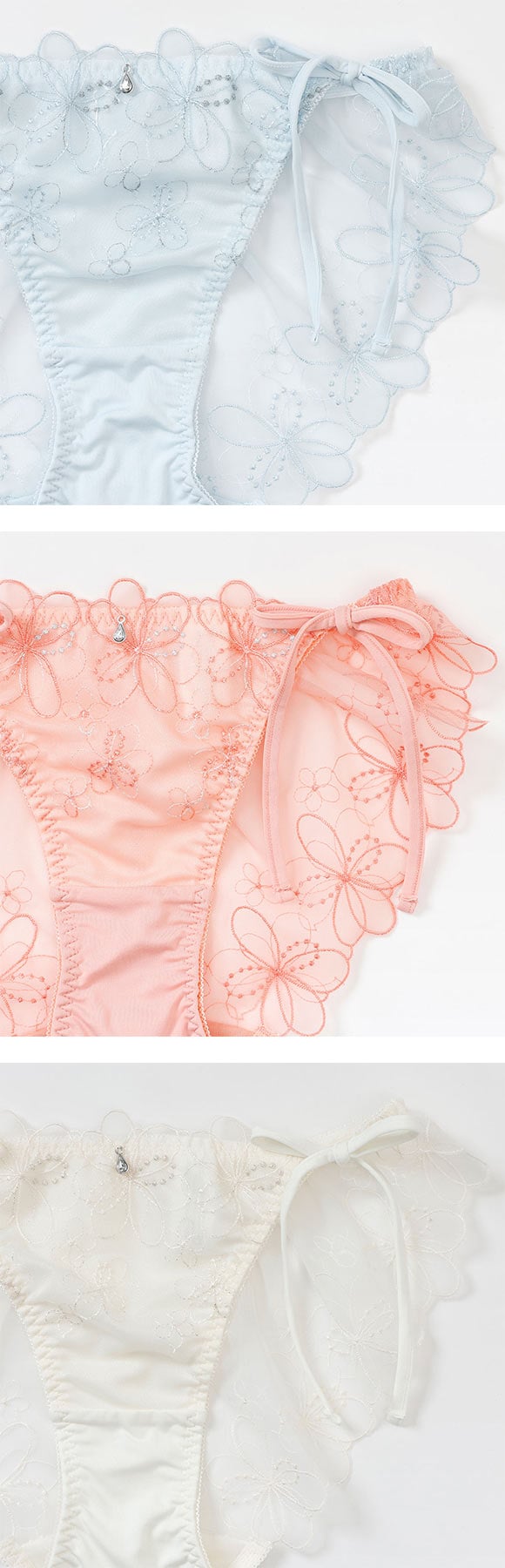 パリーゼ ブーケアップリケ サイドリボン ショーツ M 紐ショーツ Palissee