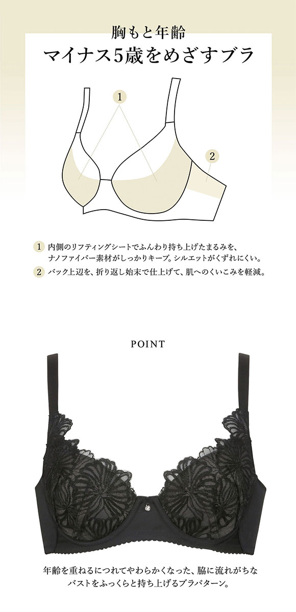 ワコール Wacoal ラゼ LASEE 38G BFA438 胸もと年齢マイナス5歳