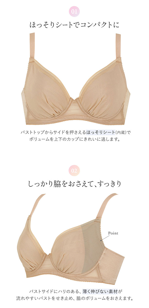 ワコール Wacoal 小さく見せるブラ シンプル BRB452 3/4カップ