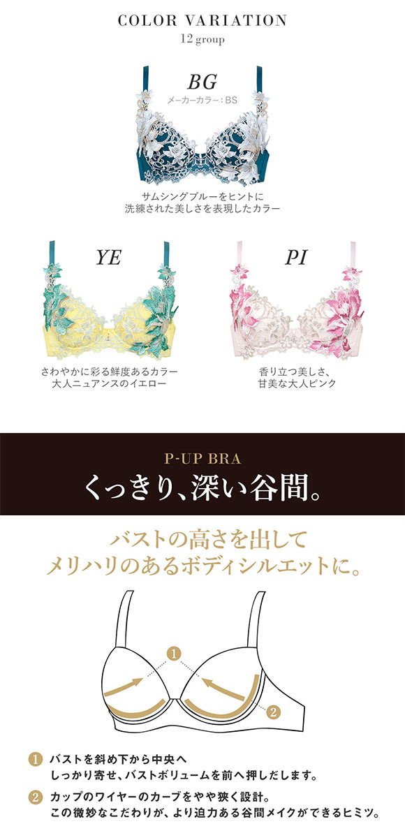 ワコール Wacoal サルート Salute 12G BTJ412 P-UP ブラジャー DEF プッシュアップ 谷間 単品 24AW先行 プレステージ