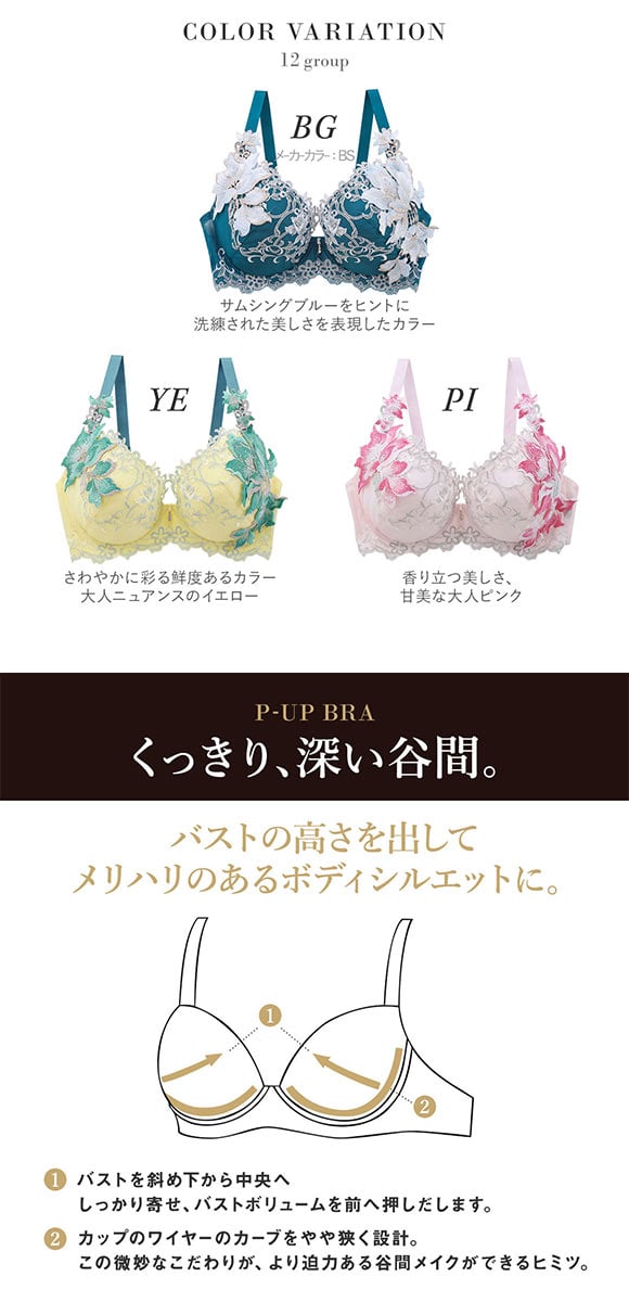 ワコール Wacoal サルート Salute 12G BTJ412 P-UP ブラジャー GHI プッシュアップ 谷間 単品 24AW先行 プレステージ