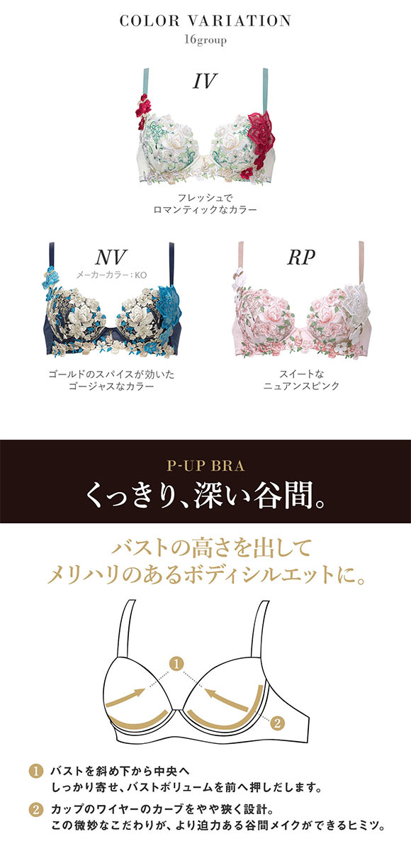 ワコール サルート 16グループ 16G P-UP ブラジャー プッシュアップ BC 谷間 Wacoal Salute BTJ416 25SSシーズン