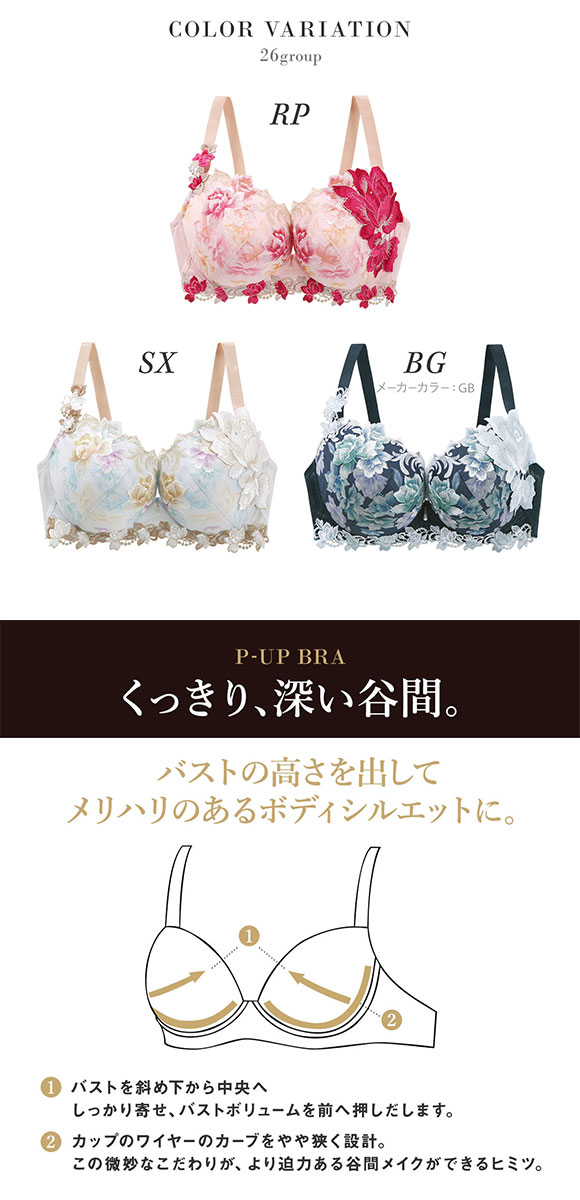 ワコール サルート 26グループ 26G P-UP ブラジャー GHI プッシュアップ 谷間 Wacoal Salute BTJ426 25AWシーズン 大きいサイズ