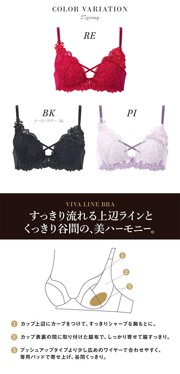 ワコール サルート 27グループ 27G VIVA LINE ブラジャー DEF ビバライン 谷間 Wacoal Salute BTJ427 25AWブルーム 大きいサイズ