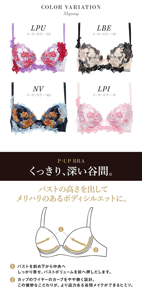 ワコール サルート 33グループ 33G P-UP ブラジャー DEF プッシュ