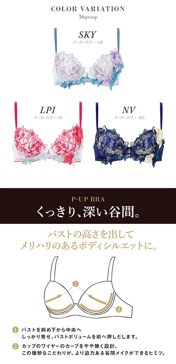 ワコール サルート 36グループ 36G P-UP ブラジャー プッシュアップ BC 谷間 Wacoal Salute BTJ436 26SSシーズン