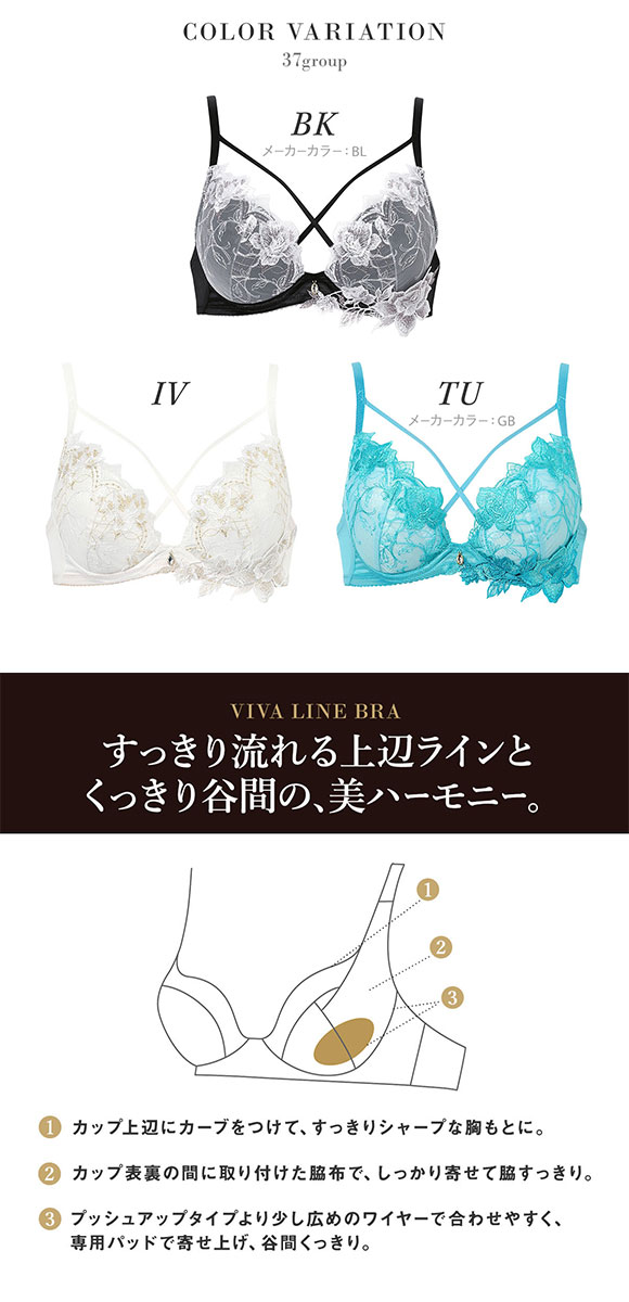 ワコール サルート 37グループ 37G VIVA LINE ブラジャー DEF ビバライン 谷間 Wacoal Salute BTJ437 26SSブルーム
