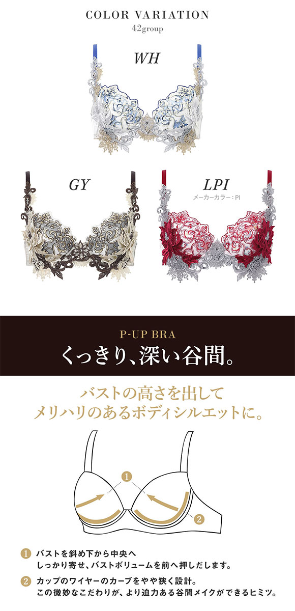 ワコール サルート 42グループ 42G P-UP ブラジャー DEF プッシュアップ 谷間 BTJ442 下着 Wacoal Salute 26AW先行プレステージ