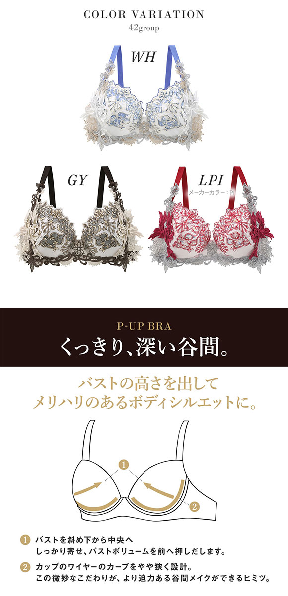 ワコール サルート 42グループ 42G P-UP ブラジャー GHI プッシュアップ 谷間 Wacoal Salute BTJ442 下着 26AW先行プレステージ