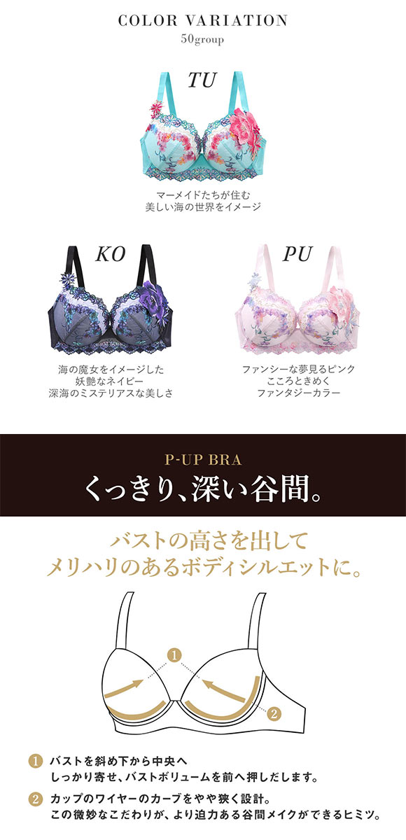 ワコール サルート 50グループ 50G P-UP ブラジャー GHI プッシュアップ 谷間 Wacoal Salute BTJ450 25SS先行コア