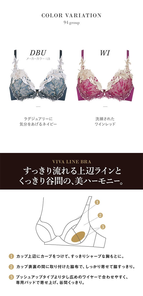 ワコール Wacoal サルート Salute 40周年 94G 23AW BTJ494 VIVA LINE ブラジャー DEF ビバライン 谷間 単品