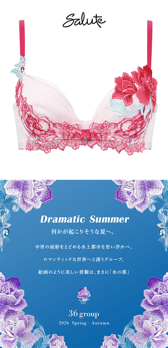 ワコール サルート 36グループ 36G リボンブラ ブラジャー C 谷間キープ Wacoal Salute BTJ736 26SSシーズン