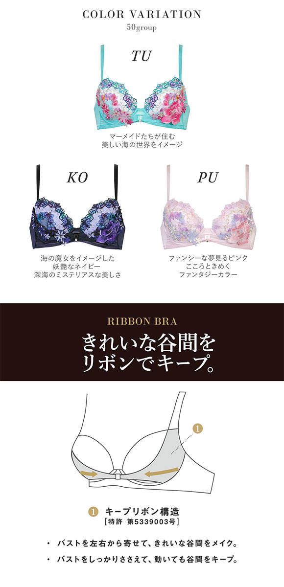 ワコール サルート 50グループ 50G リボンブラ ブラジャー C 谷間