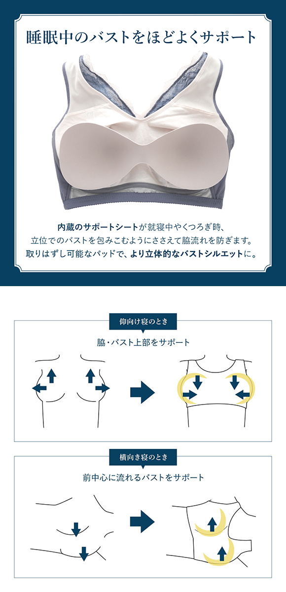 ワコール ナイトアップブラ ドレッシィ ナイトブラ BXB168 レーシィタイプ ブラジャー LL ノンワイヤー ハーフトップ Wacoal Night Up Bra