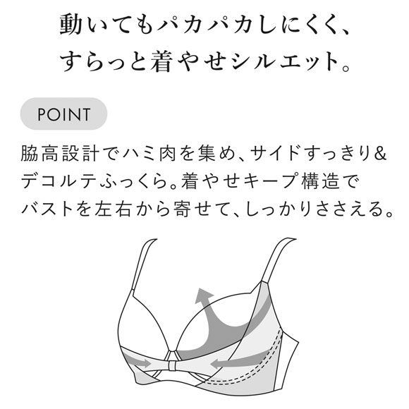 ワコール リボンブラ 脇すっきり ブラジャー G 大きいサイズ グラマー 脇高 脇肉 BXB423 Wacoal