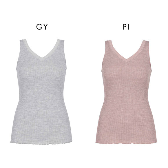 ワコール シルク混 ノースリーブ Vネック タンクトップ LL Wacoal