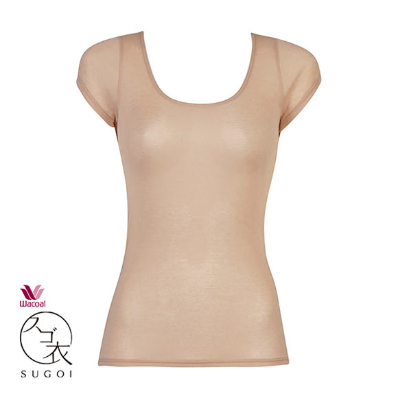 ワコール Wacoal スゴ衣 薄い、軽い、涼しい 2分袖 トップス インナー 薄手 吸汗速乾 LL