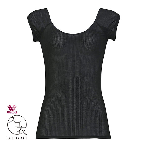 ワコール Wacoal スゴ衣 快適プラス 薄い、軽い、涼しい リブ フレンチ袖 インナー 脇汗 薄手 吸汗速乾 LL レディース