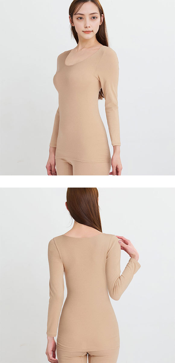 ワコール WACOALコットン ふんわりあったかタイプ Uネック 長袖 8分袖 トップス ML インナー 保温 Wacoal