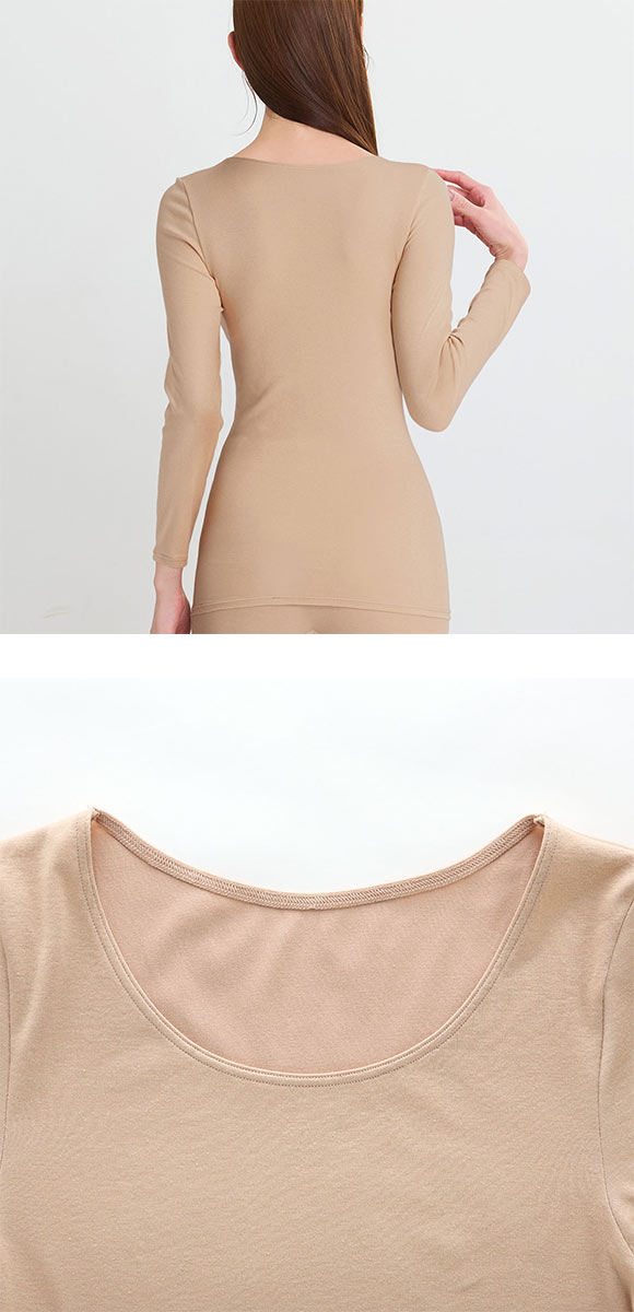 ワコール WACOALコットン ふんわりあったかタイプ Uネック あさめ 長袖 8分袖 トップス ML インナー 保温 Wacoal