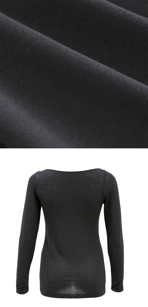 ワコール ウォーム カシミヤ混 長袖 ボートネック インナー LL CLD368