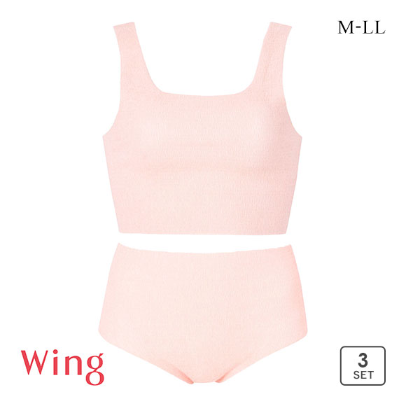 ワコール ウイング AnyAnyインナー ブラ＆ショーツセット 使いきりインナー 3セット M-LL ハーフトップ3枚+ショーツ3枚 Wacoal Wing