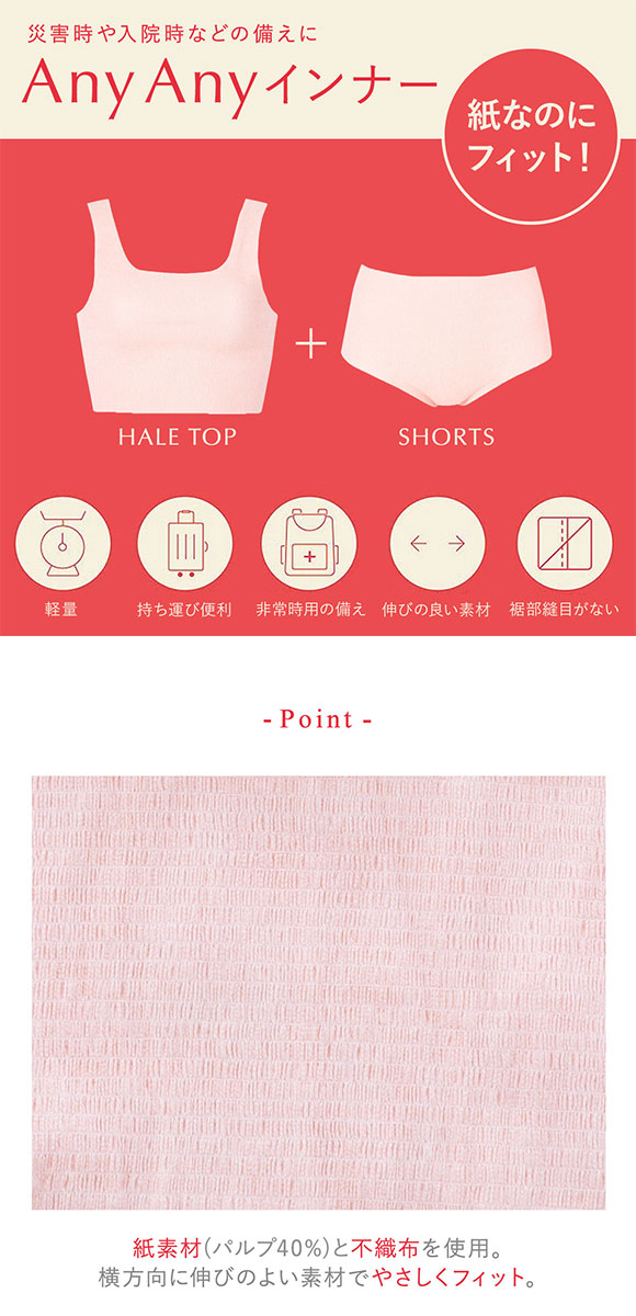 ワコール ウイング AnyAnyインナー ブラ＆ショーツセット 使いきりインナー 1セット ハーフトップ1枚+ショーツ1枚 Wacoal Wing