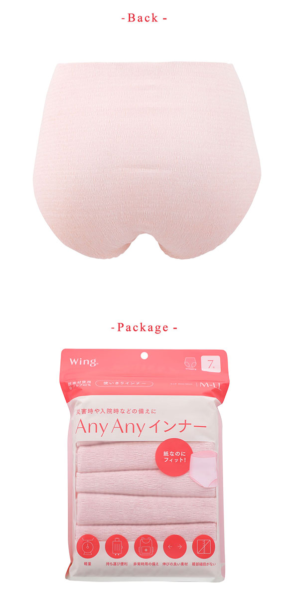 ワコール ウイング AnyAnyインナー ショーツ 7枚セット 使いきりインナー 災害時や入院時に便利 Wacoal Wing