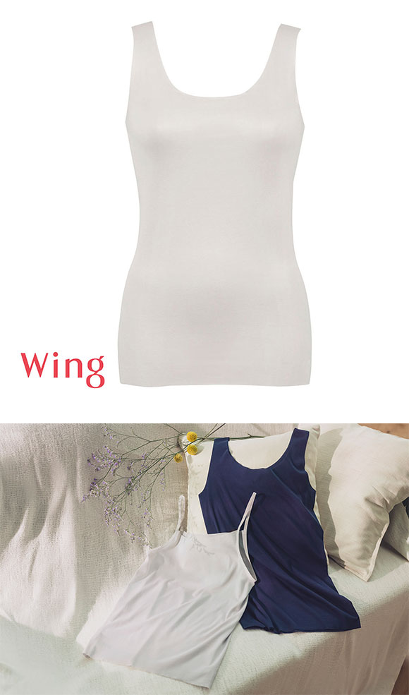 ワコール Wacoal ウイング Wing 綿の贅沢 オーガニック フラット ノースリーブ M L LL タンクトップ 吸汗速乾 抗菌防臭 ひびきにくい