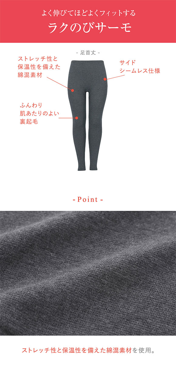 ワコール ウイング 裏起毛であたたかい 足首丈インナーボトム ラクのびサーモ Wacoal Wing