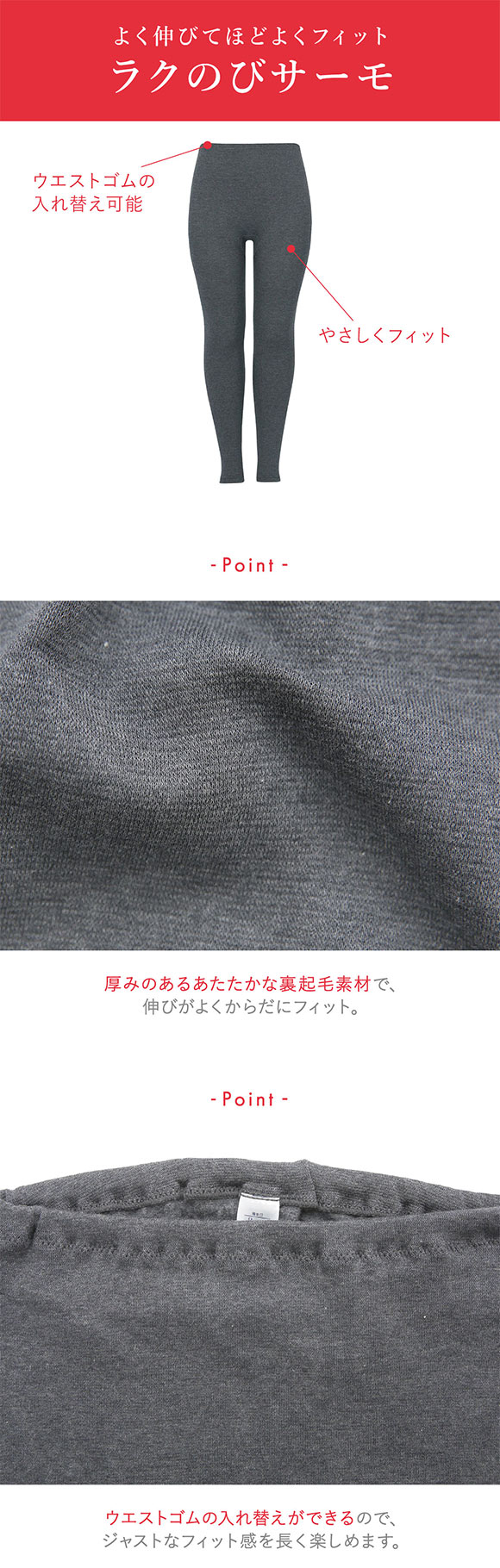 ワコール ウイング ラクのびサーモ 足首丈インナーボトム 裏起毛であたたかい M-LL 大きいサイズ 下着 厚手 Wacoal Wing